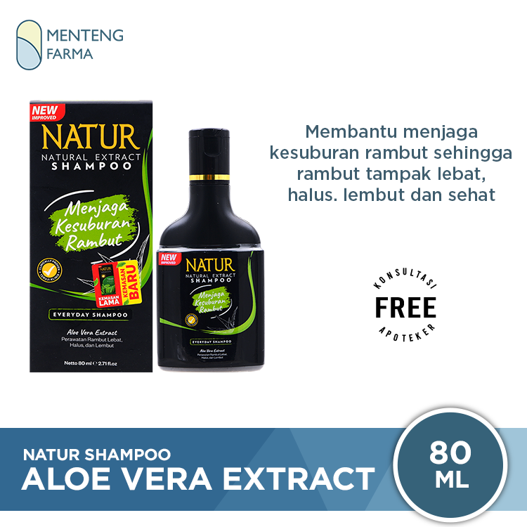 Natur Shampoo Aloe Vera Extract 80 ML - Perawatan Kesuburan Rambut - Menteng Farma