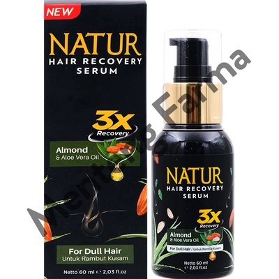 Natur Hair Recovery Serum Almond & Aloe Vera Oil 60 ML - Serum Untuk Rambut Kusam - Menteng Farma