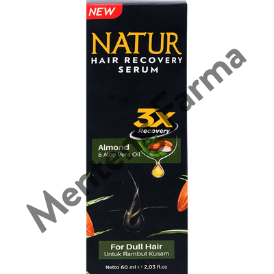 Natur Hair Recovery Serum Almond & Aloe Vera Oil 60 ML - Serum Untuk Rambut Kusam - Menteng Farma