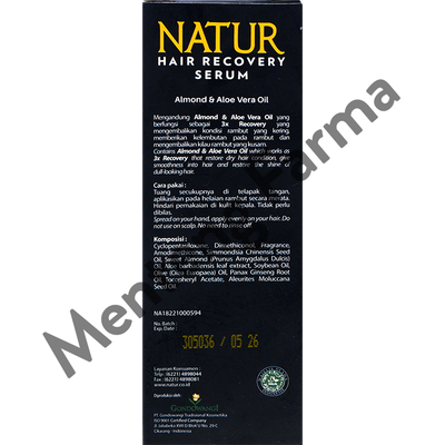 Natur Hair Recovery Serum Almond & Aloe Vera Oil 60 ML - Serum Untuk Rambut Kusam - Menteng Farma