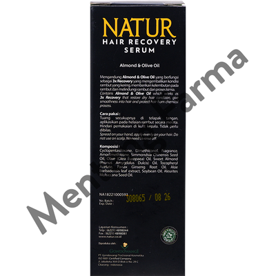 Natur Hair Recovery Serum Almond & Olive Oil 60 ML - Serum Untuk Rambut Rusak - Menteng Farma