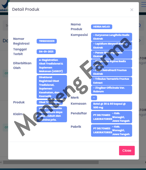 Herba mojo 30 Kapsul - Memelihara Stamina Pria - Menteng Farma