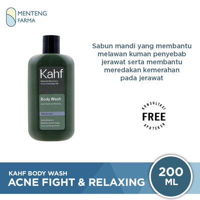 Kahf Acne Fight and Relaxing Body Wash 200 mL - Melawan Kuman Penyebab Jerawat - Menteng Farma