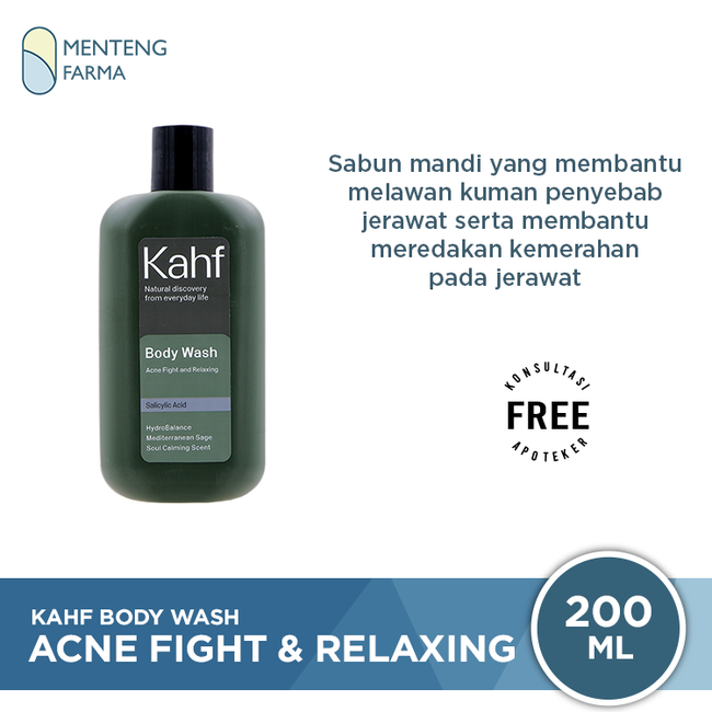 Kahf Acne Fight and Relaxing Body Wash 200 mL - Melawan Kuman Penyebab Jerawat - Menteng Farma