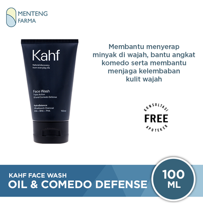 Kahf Triple Action Oil and Comedo Defense Face Wash 100 mL - Menyerap Minyak & Angkat Komedo - Menteng Farma