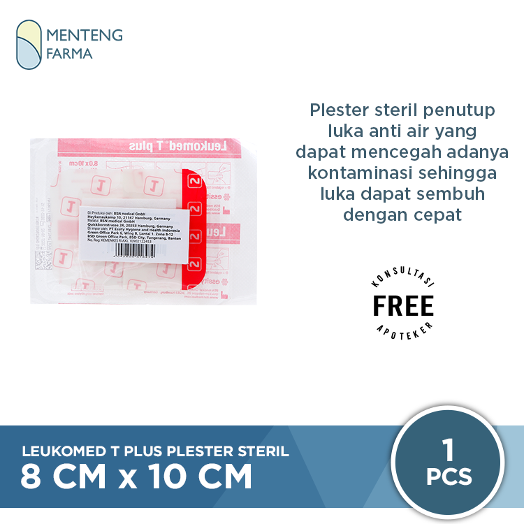 Leukomed T Plus Plaster Steril 8 CM x 10 CM - Plester Penutup Luka Steril - Menteng Farma