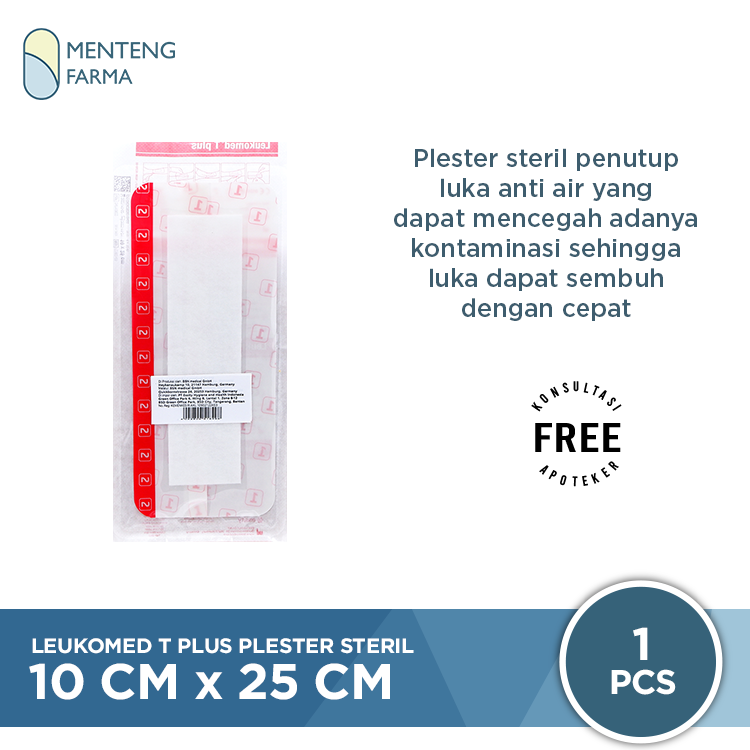 Leukomed T Plus Plaster Steril 10 CM x 25 CM - Plester Penutup Luka Steril - Menteng Farma