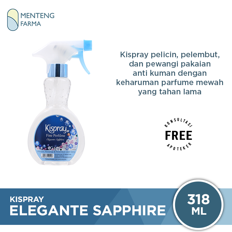 Kispray Pewangi dan Pelembut Botol Elegante Sapphire 318 mL - Pewangi dan Pelembut Pakaian - Menteng Farma