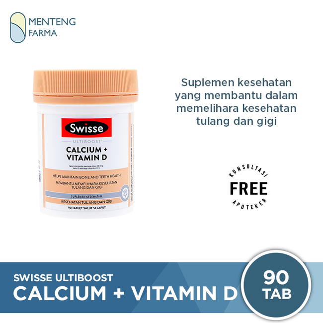 Swisse Ultiboost Calcium + Vitamin D 90 Tablet - Suplemen Kesehatan Tulang dan Gigi - Menteng Farma