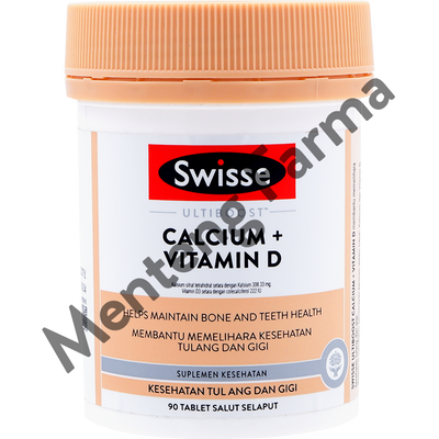 Swisse Ultiboost Calcium + Vitamin D 90 Tablet - Suplemen Kesehatan Tulang dan Gigi - Menteng Farma