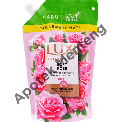 Lux Botanicals Sabun Mandi Cair Soft Rose Refill 400 ML - Sabun Kecantikan dengan Wangi Mewah - Menteng Farma