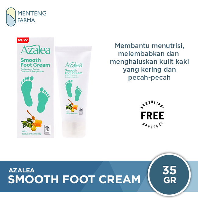 Azalea Smooth Foot Cream 35 Gr - Perawatan Kulit Kaki Kering dan Kasar - Menteng Farma
