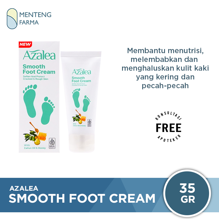 Azalea Smooth Foot Cream 35 Gr - Perawatan Kulit Kaki Kering dan Kasar - Menteng Farma