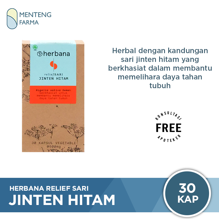 Herbana Relief Sari Jinten Hitam 30 Kapsul - Memelihara Daya Tahan Tubuh - Menteng Farma