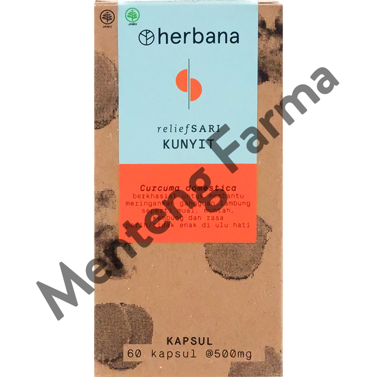 Herbana Relief Sari Kunyit 60 Kapsul - Meringankan Gangguan Lambung - Menteng Farma