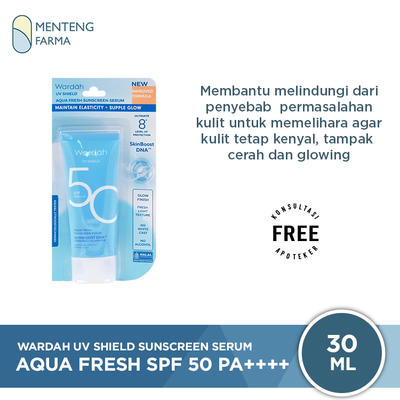 Wardah UV Shield Aqua Fresh Sunscreen Serum SPF 50 PA++++ 30 mL - Melindungi dan Menjaga Kekenyalan Kulit - Menteng Farma