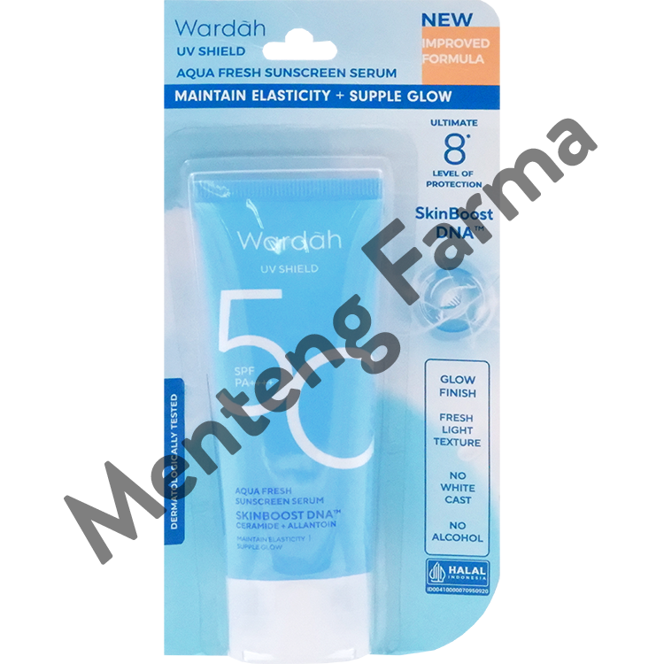 Wardah UV Shield Aqua Fresh Sunscreen Serum SPF 50 PA++++ 30 mL - Melindungi dan Menjaga Kekenyalan Kulit - Menteng Farma