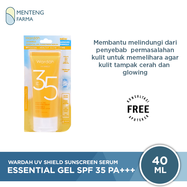 Wardah UV Shield Essential Gel Sunscreen Serum SPF 35 PA+++ 40 mL - Memelihara dan Mencerahkan Kulit - Menteng Farma