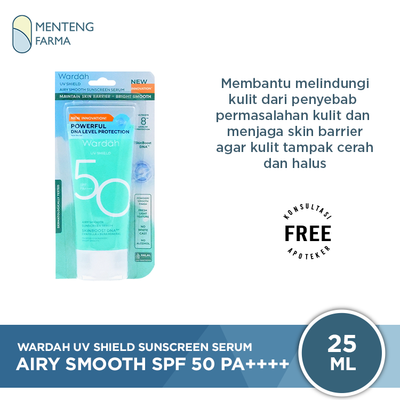 Wardah UV Shield Airy Smooth Sunscreen Serum SPF 50 PA++++ 25 mL - Menjaga Skin Barrier Kulit - Menteng Farma