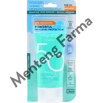 Wardah UV Shield Airy Smooth Sunscreen Serum SPF 50 PA++++ 25 mL - Menjaga Skin Barrier Kulit - Menteng Farma