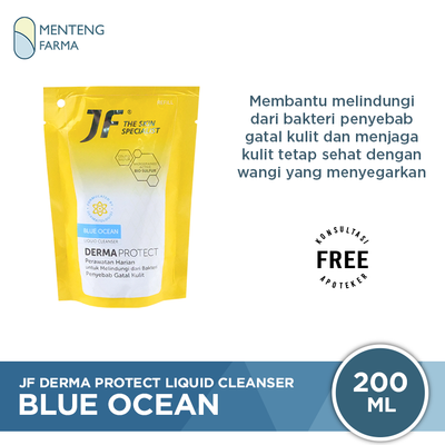 JF Derma Protect Blue Ocean Liquid Cleanser Pouch 200 mL - Sabun Antibakteri Penyebab Gatal Kulit - Menteng Farma