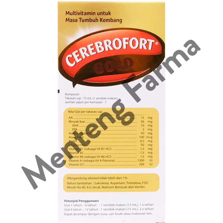 Cerebrofort Gold Rasa Jeruk 100 mL - Multivitamin Perkembangan dan Pertumbuhan Anak - Menteng Farma