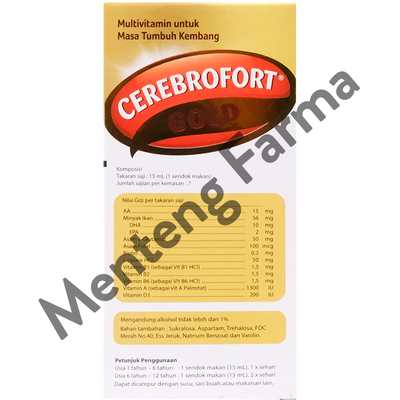 Cerebrofort Gold Rasa Jeruk 100 mL - Multivitamin Perkembangan dan Pertumbuhan Anak - Menteng Farma