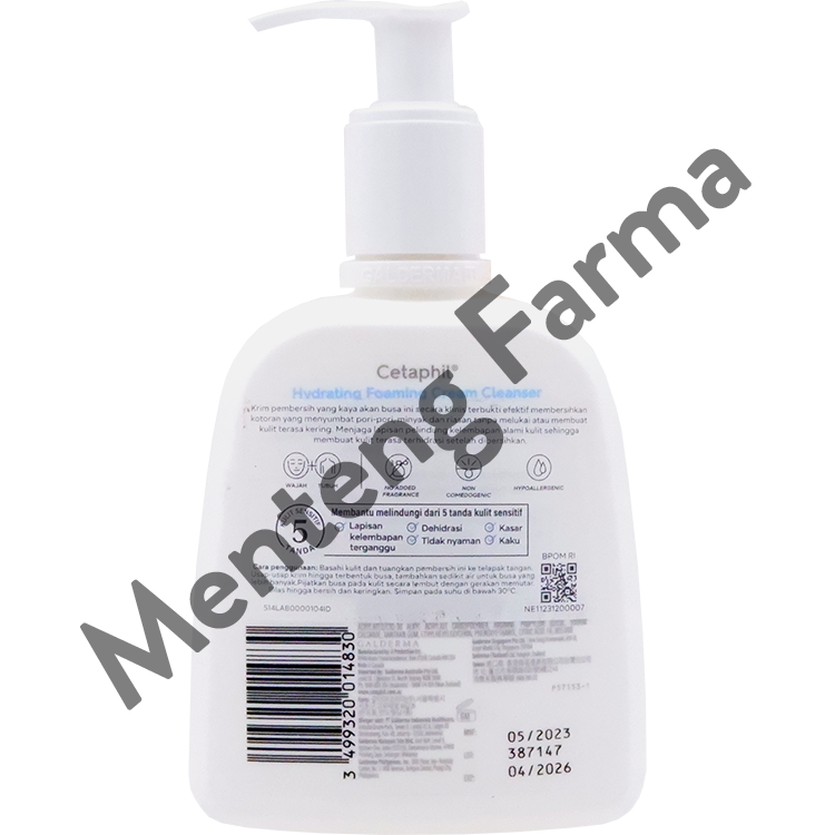 Cetaphil Hydrating Foaming Cream Cleanser 236 mL - Pembersih Wajah dan Tubuh - Menteng Farma