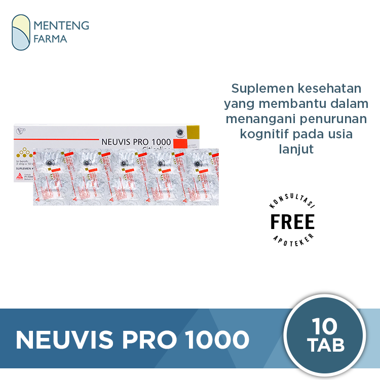 Neuvis Pro 1000 Strip 10 Tablet - Menangani Penurunan Kognitif Usia Lanjut - Menteng Farma