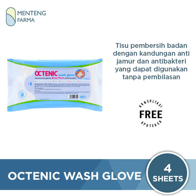 Octenic Wash Glove - Tisu Pembersih Badan Antibakteri dan Anti Jamur - Menteng Farma