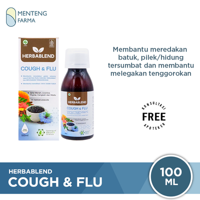 Herbablend Cough & Flu 100 mL - Meredakan Batuk dan Flu - Menteng Farma