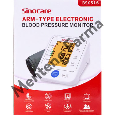 Sinocare BSX-516 Tensimeter Digital Otomatis - Pengukur Tekanan Darah - Menteng Farma