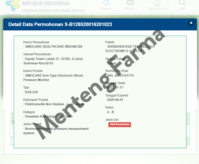 Sinocare BSX-516 Tensimeter Digital Otomatis - Pengukur Tekanan Darah - Menteng Farma