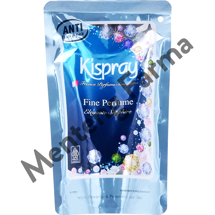 Kispray Pewangi dan Pelembut Refill Pouch Elegante Sapphire 200 mL - Pewangi dan Pelembut Pakaian - Menteng Farma