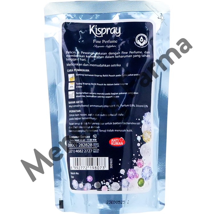 Kispray Pewangi dan Pelembut Refill Pouch Elegante Sapphire 200 mL - Pewangi dan Pelembut Pakaian - Menteng Farma