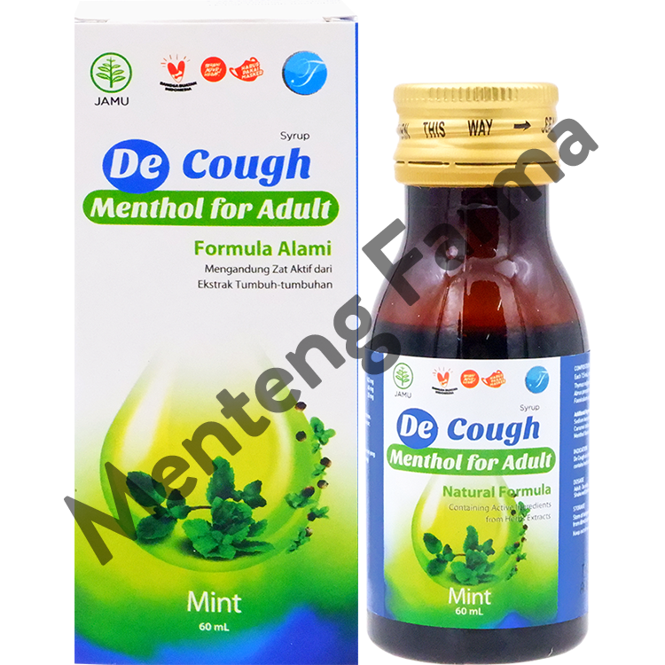 De Cough Rasa Menthol Sirup Dewasa 60 mL - Herbal Pereda Batuk - Menteng Farma