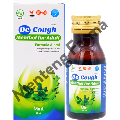 De Cough Rasa Menthol Sirup Dewasa 60 mL - Herbal Pereda Batuk - Menteng Farma