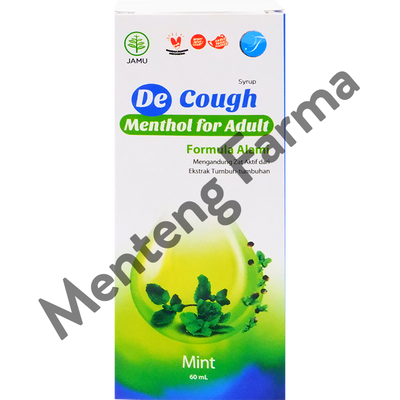 De Cough Rasa Menthol Sirup Dewasa 60 mL - Herbal Pereda Batuk - Menteng Farma