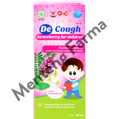 De Cough Rasa Strawberry Sirup Anak 60 mL - Meredakan Batuk Anak - Menteng Farma