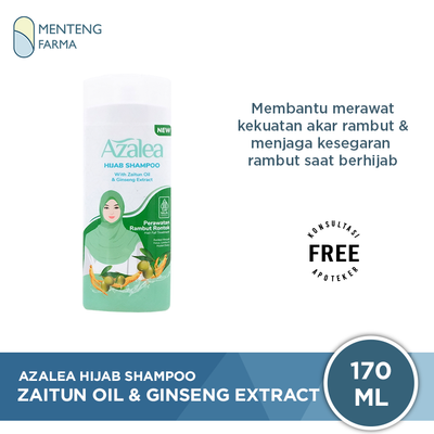 Azalea Hijab Shampoo With Zaitun Oil And Ginseng Extract 170 ML - Perawatan Rambut Rontok - Menteng Farma