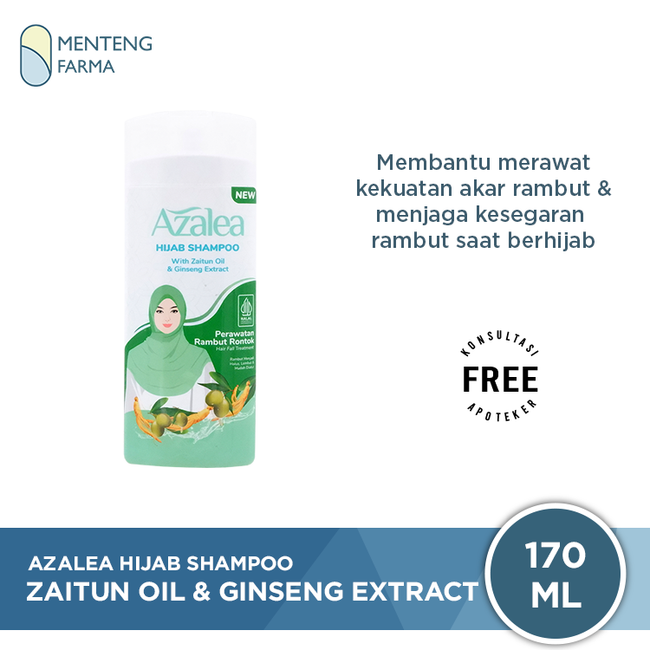 Azalea Hijab Shampoo With Zaitun Oil And Ginseng Extract 170 ML - Perawatan Rambut Rontok - Menteng Farma