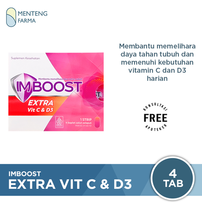 Imboost Extra Vit C & D3 Strip 4 Tablet - Memelihara Daya Tahan Tubuh - Menteng Farma