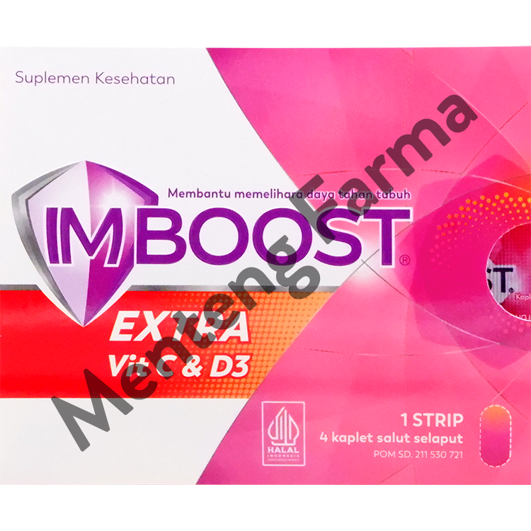 Imboost Extra Vit C & D3 Strip 4 Tablet - Memelihara Daya Tahan Tubuh - Menteng Farma