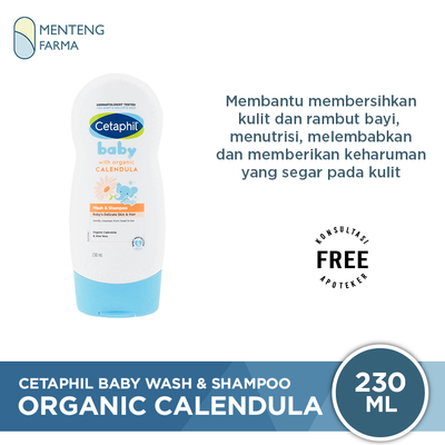 Cetaphil Baby Wash & Shampoo with Organic Calendula 230 mL - Sabun & Shampoo Perawatan Kulit Bayi - Menteng Farma