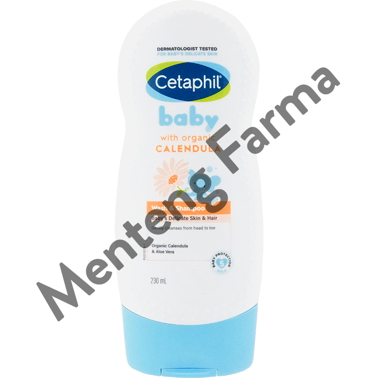 Cetaphil Baby Wash & Shampoo with Organic Calendula 230 mL - Sabun & Shampoo Perawatan Kulit Bayi - Menteng Farma