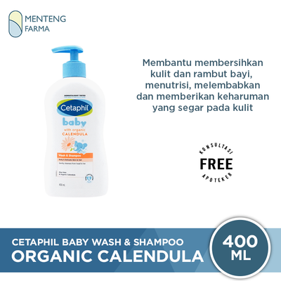 Cetaphil Baby Wash & Shampoo with Organic Calendula 400 mL - Sabun & Shampoo Perawatan Kulit Bayi - Menteng Farma