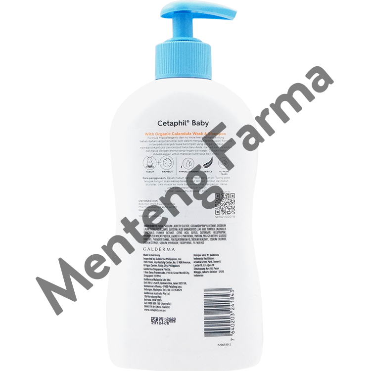 Cetaphil Baby Wash & Shampoo with Organic Calendula 400 mL - Sabun & Shampoo Perawatan Kulit Bayi - Menteng Farma