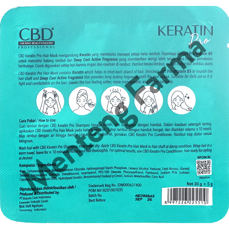 CBD Keratin Pro Daily Hair Mask 35 Gr - Masker Rambut Keratin - Menteng Farma