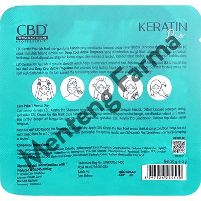 CBD Keratin Pro Daily Hair Mask 35 Gr - Masker Rambut Keratin - Menteng Farma