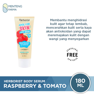 Herborist Juice For Skin Body Serum Raspberry & Tomato 180 mL - Melembabkan dan Mencerahkan Kulit - Menteng Farma